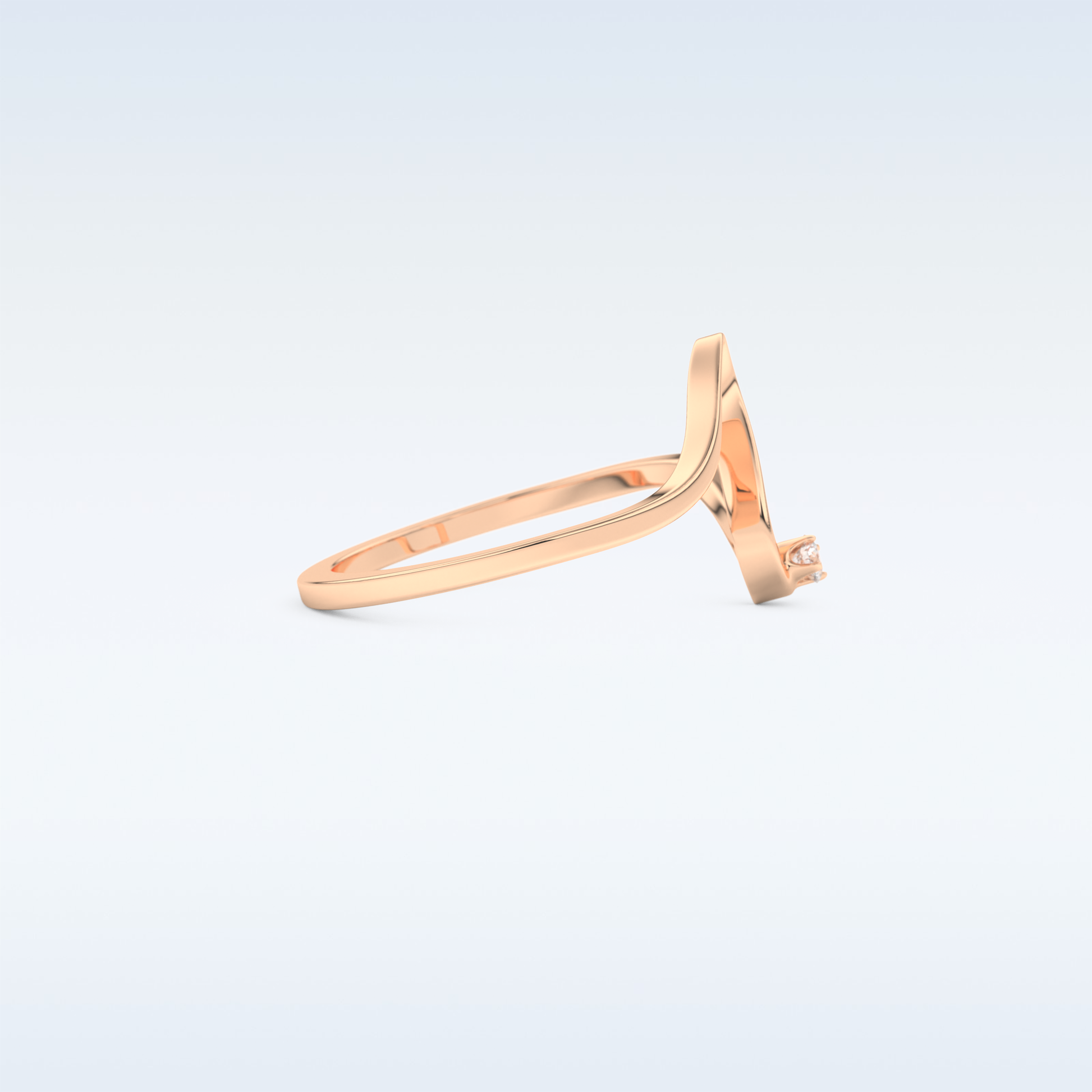 Wave Shaped Wedding Band with 0.20 CT Round Cut Moissanite