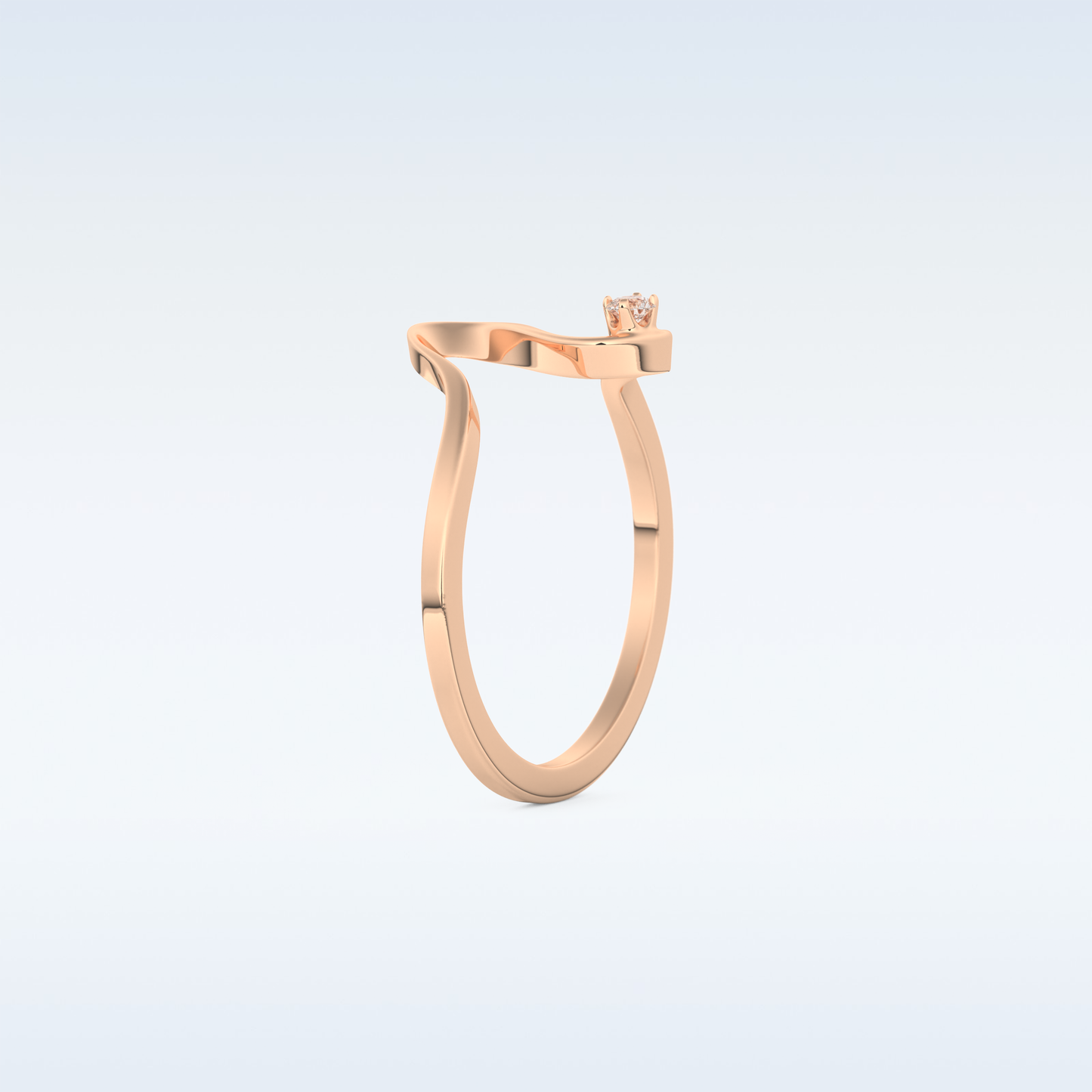 Wave Shaped Wedding Band with 0.20 CT Round Cut Moissanite