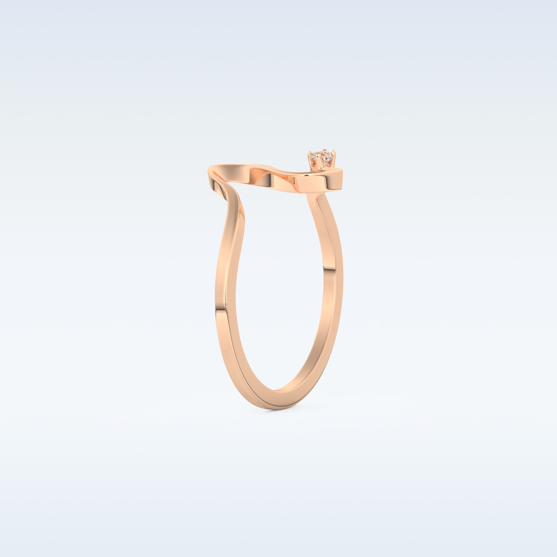 Wave Shaped Wedding Band with 0.20 CT Round Cut Moissanite