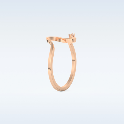 Wave Shaped Wedding Band with 0.20 CT Round Cut Moissanite