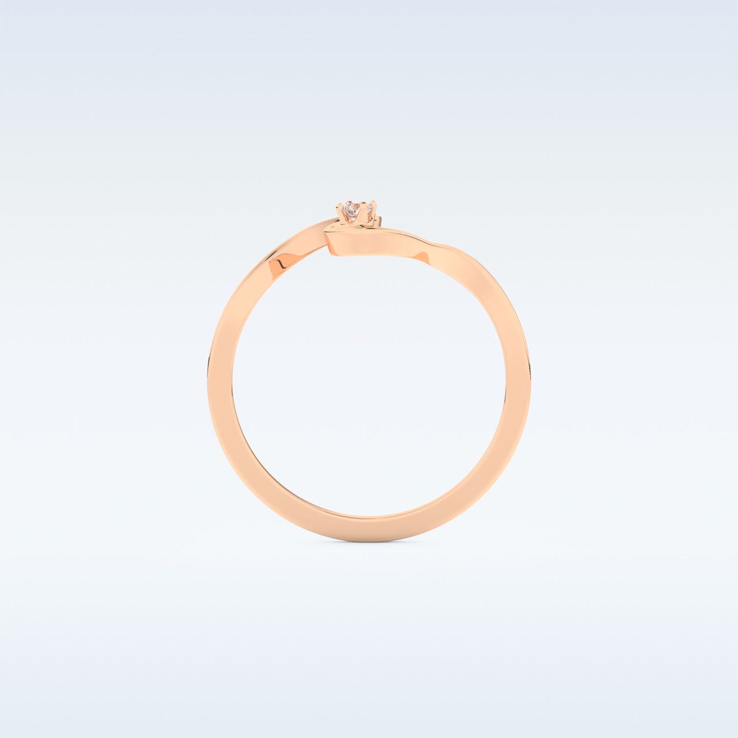 Wave Shaped Wedding Band with 0.20 CT Round Cut Moissanite