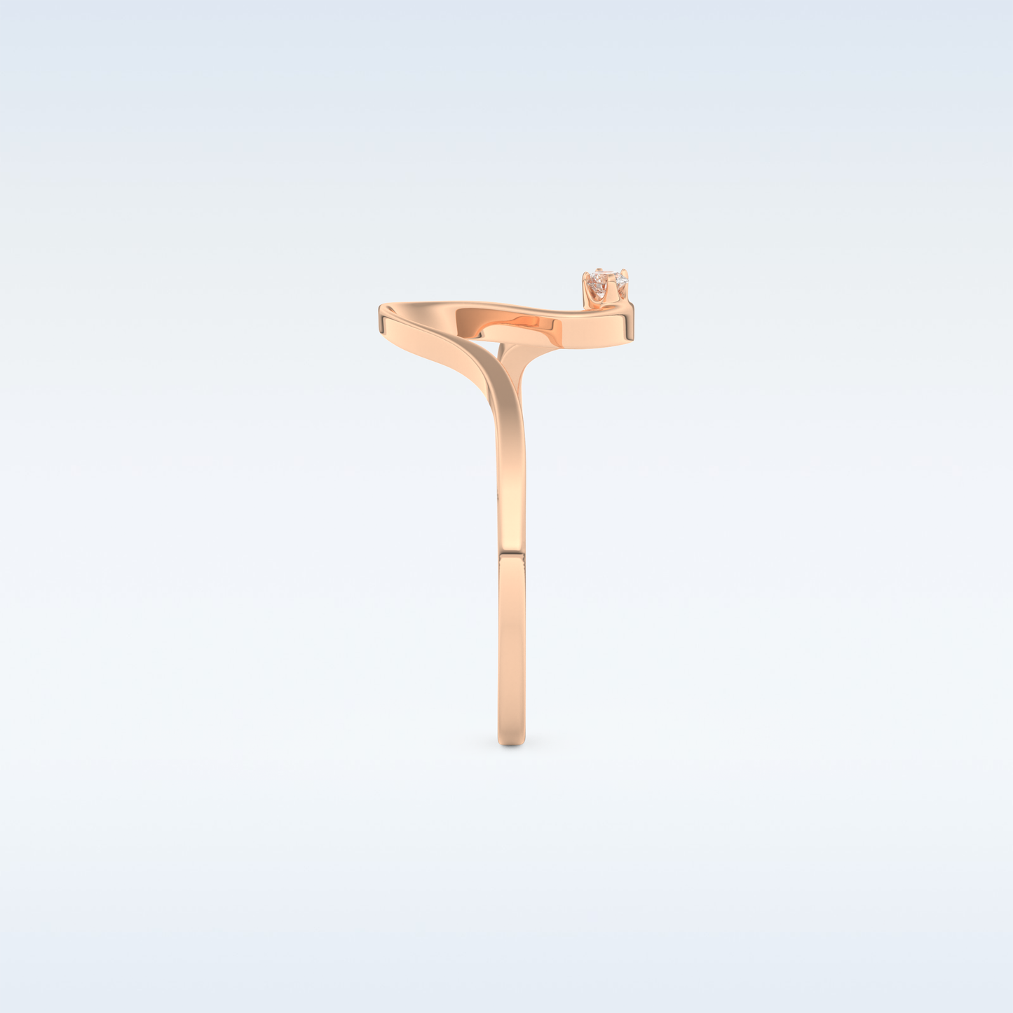 Wave Shaped Wedding Band with 0.20 CT Round Cut Moissanite