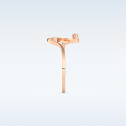 Wave Shaped Wedding Band with 0.20 CT Round Cut Moissanite