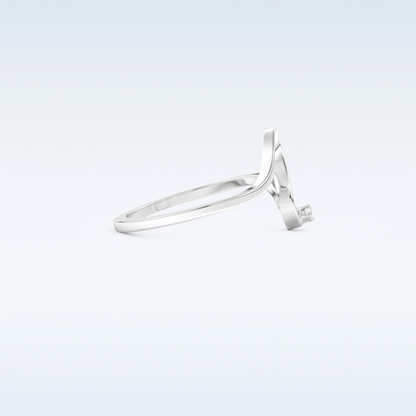 Wave Shaped Wedding Band with 0.20 CT Round Cut Moissanite