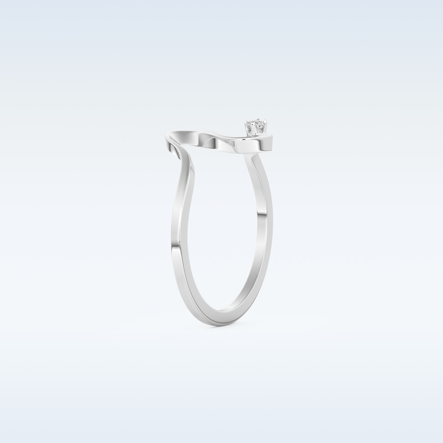 Wave Shaped Wedding Band with 0.20 CT Round Cut Moissanite