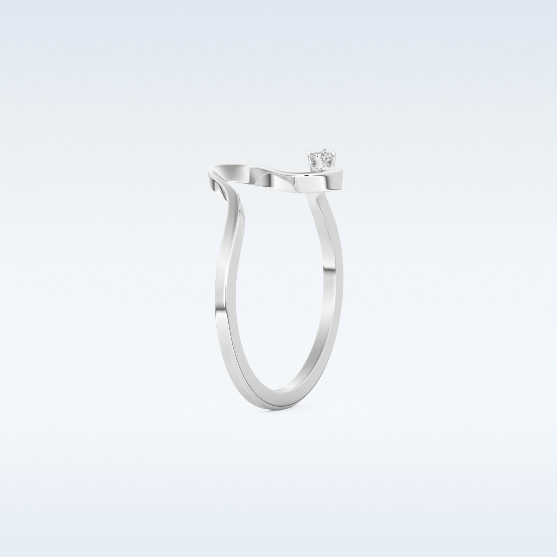 Wave Shaped Wedding Band with 0.20 CT Round Cut Moissanite