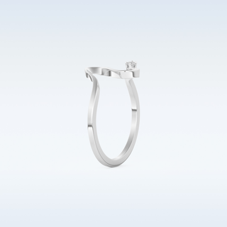 Wave Shaped Wedding Band with 0.20 CT Round Cut Moissanite