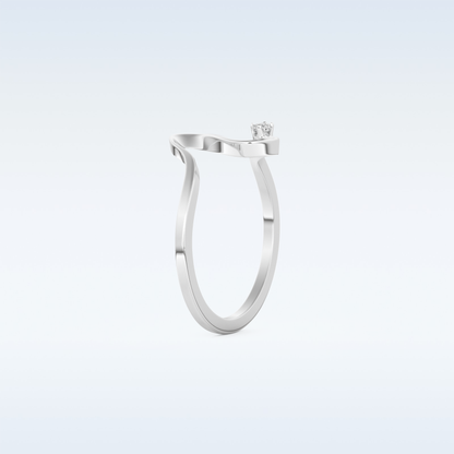 Wave Shaped Wedding Band with 0.20 CT Round Cut Moissanite