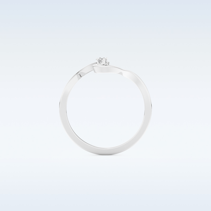 Wave Shaped Wedding Band with 0.20 CT Round Cut Moissanite