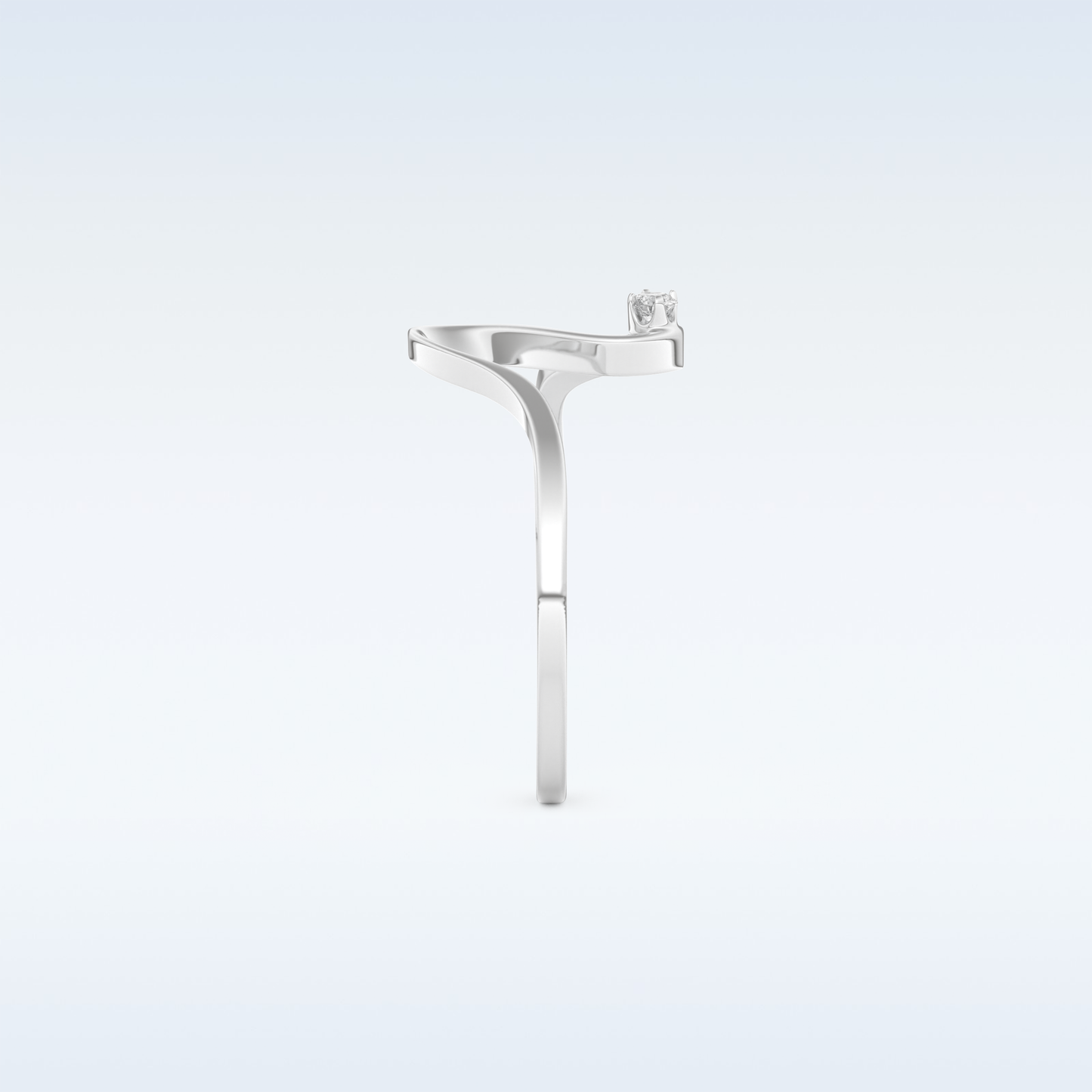 Wave Shaped Wedding Band with 0.20 CT Round Cut Moissanite