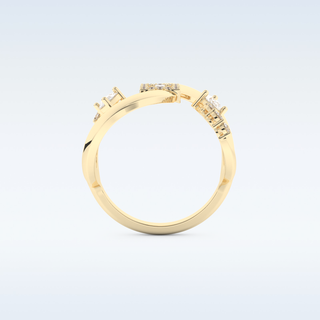 Asymmetrical Wedding Band with 0.74 CT Round, Pear & Baguette Cut Moissanite