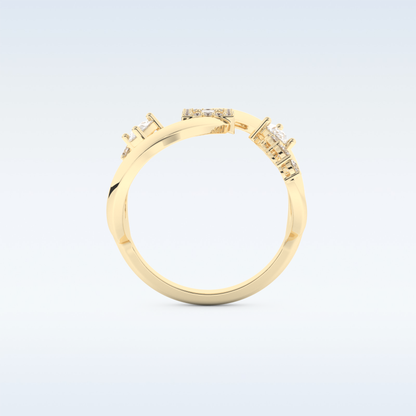 Asymmetrical Wedding Band with 0.74 CT Round, Pear & Baguette Cut Moissanite