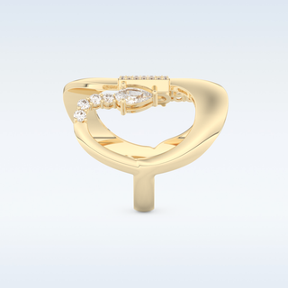 Asymmetrical Wedding Band with 0.74 CT Round, Pear & Baguette Cut Moissanite