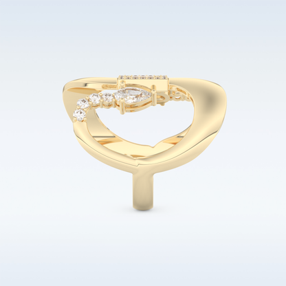 Asymmetrical Wedding Band with 0.74 CT Round, Pear & Baguette Cut Moissanite