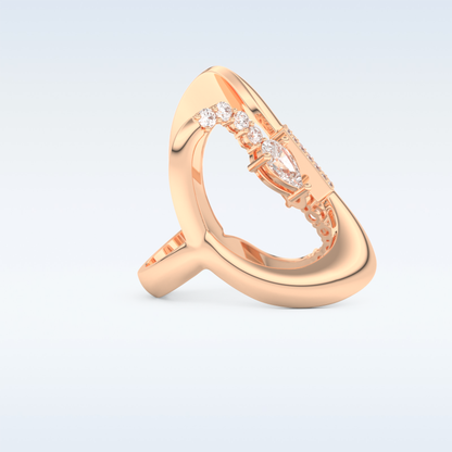 Asymmetrical Wedding Band with 0.74 CT Round, Pear & Baguette Cut Moissanite