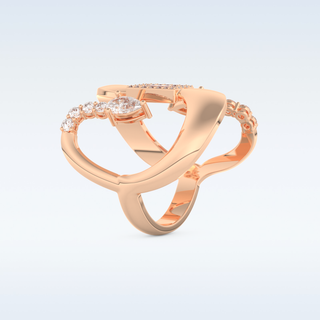 Asymmetrical Wedding Band with 0.74 CT Round, Pear & Baguette Cut Moissanite