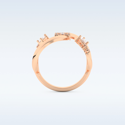 Asymmetrical Wedding Band with 0.74 CT Round, Pear & Baguette Cut Moissanite