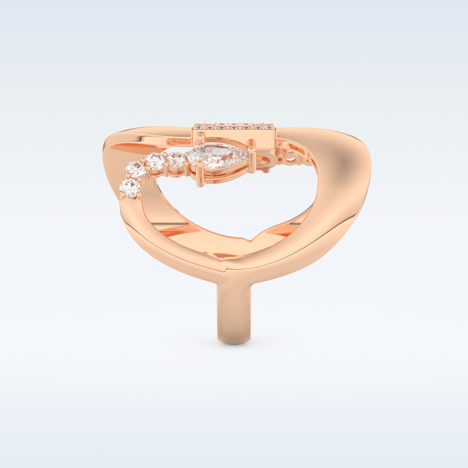 Asymmetrical Wedding Band with 0.74 CT Round, Pear & Baguette Cut Moissanite