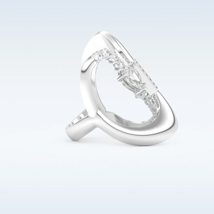 Asymmetrical Wedding Band with 0.74 CT Round, Pear & Baguette Cut Moissanite