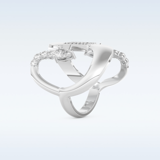 Asymmetrical Wedding Band with 0.74 CT Round, Pear & Baguette Cut Moissanite