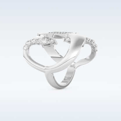 Asymmetrical Wedding Band with 0.74 CT Round, Pear & Baguette Cut Moissanite