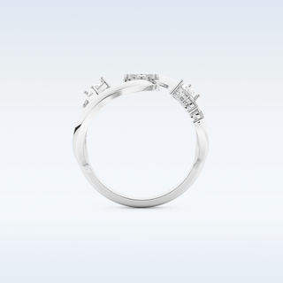 Asymmetrical Wedding Band with 0.74 CT Round, Pear & Baguette Cut Moissanite