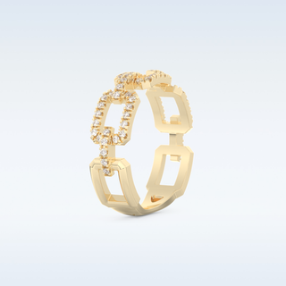 Rectangular Chain Links Wedding Band with 0.23 CT Round Cut Moissanite