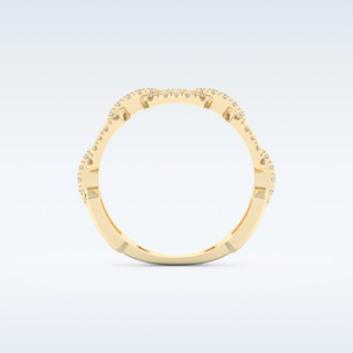 Rectangular Chain Links Wedding Band with 0.23 CT Round Cut Moissanite