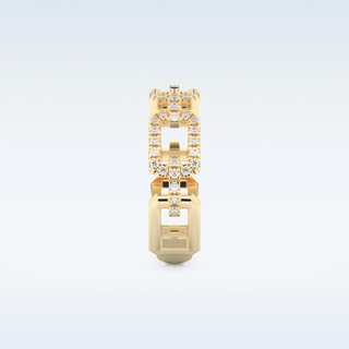 Rectangular Chain Links Wedding Band with 0.23 CT Round Cut Moissanite