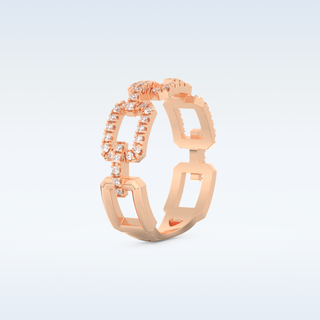 Rectangular Chain Links Wedding Band with 0.23 CT Round Cut Moissanite