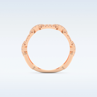 Rectangular Chain Links Wedding Band with 0.23 CT Round Cut Moissanite