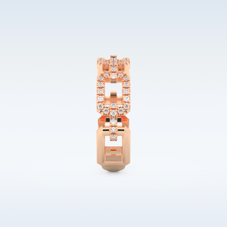 Rectangular Chain Links Wedding Band with 0.23 CT Round Cut Moissanite