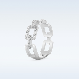 Rectangular Chain Links Wedding Band with 0.23 CT Round Cut Moissanite