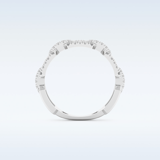 Rectangular Chain Links Wedding Band with 0.23 CT Round Cut Moissanite