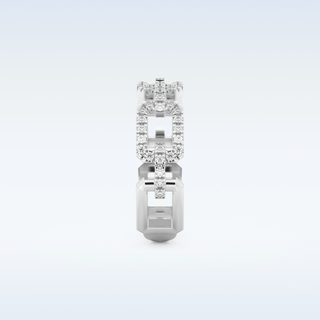 Rectangular Chain Links Wedding Band with 0.23 CT Round Cut Moissanite