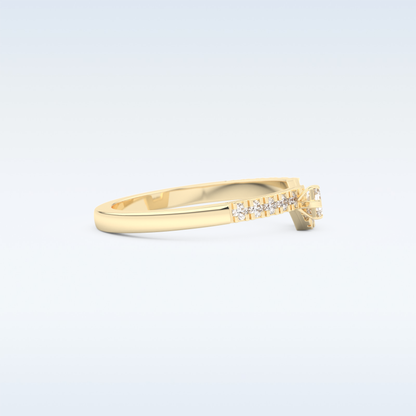 U Shaped Wedding Band with 0.26 CT Round & Emerald Cut Moissanite