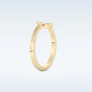 U Shaped Wedding Band with 0.26 CT Round & Emerald Cut Moissanite