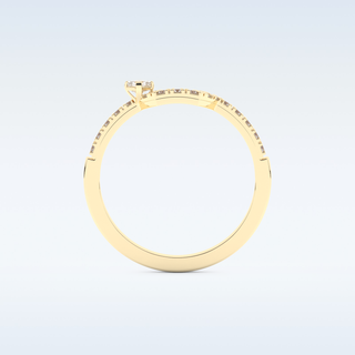 U Shaped Wedding Band with 0.26 CT Round & Emerald Cut Moissanite