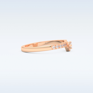 U Shaped Wedding Band with 0.26 CT Round & Emerald Cut Moissanite