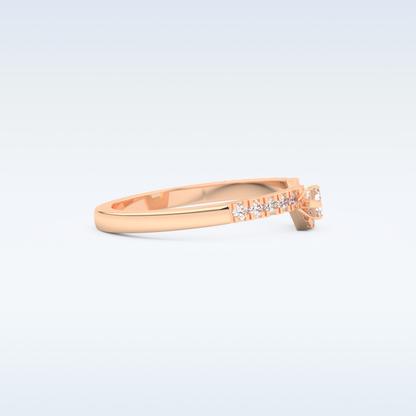 U Shaped Wedding Band with 0.26 CT Round & Emerald Cut Moissanite