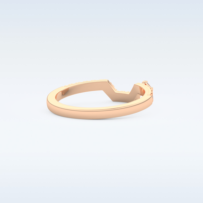 U Shaped Wedding Band with 0.26 CT Round & Emerald Cut Moissanite