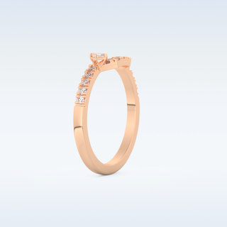 U Shaped Wedding Band with 0.26 CT Round & Emerald Cut Moissanite