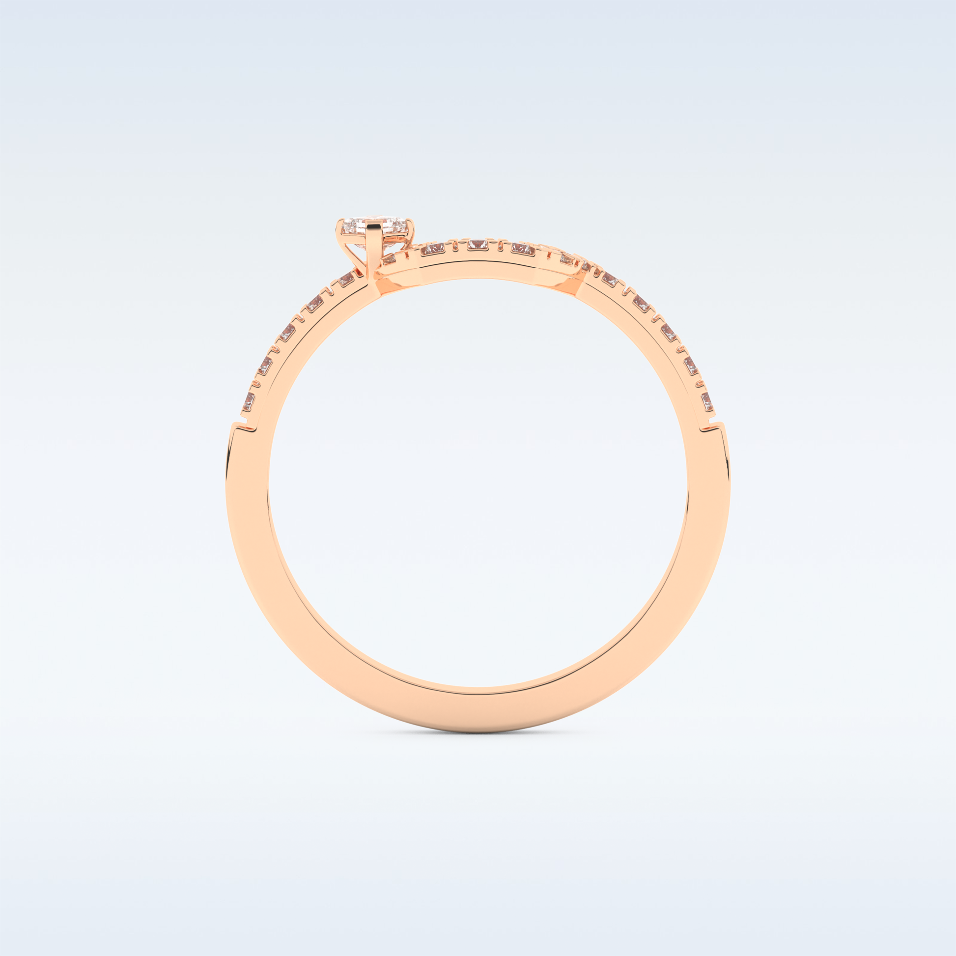 U Shaped Wedding Band with 0.26 CT Round & Emerald Cut Moissanite