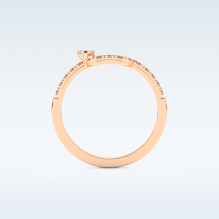 U Shaped Wedding Band with 0.26 CT Round & Emerald Cut Moissanite