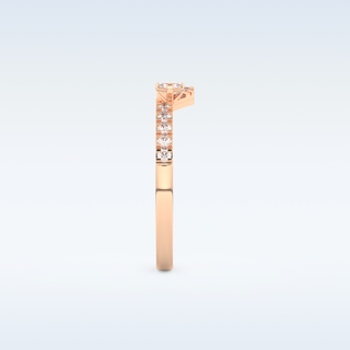 U Shaped Wedding Band with 0.26 CT Round & Emerald Cut Moissanite