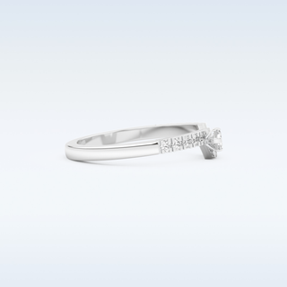 U Shaped Wedding Band with 0.26 CT Round & Emerald Cut Moissanite