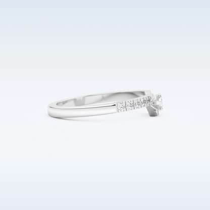 U Shaped Wedding Band with 0.26 CT Round & Emerald Cut Moissanite