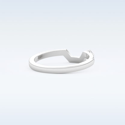 U Shaped Wedding Band with 0.26 CT Round & Emerald Cut Moissanite