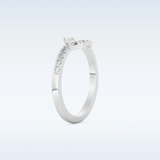 U Shaped Wedding Band with 0.26 CT Round & Emerald Cut Moissanite