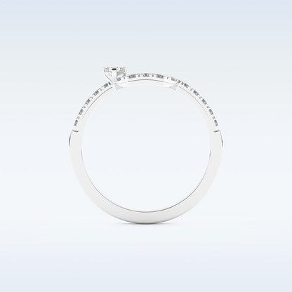 U Shaped Wedding Band with 0.26 CT Round & Emerald Cut Moissanite